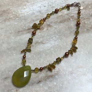 😍Emily Ray Aventurine & Swarovski Necklace😍NWOT